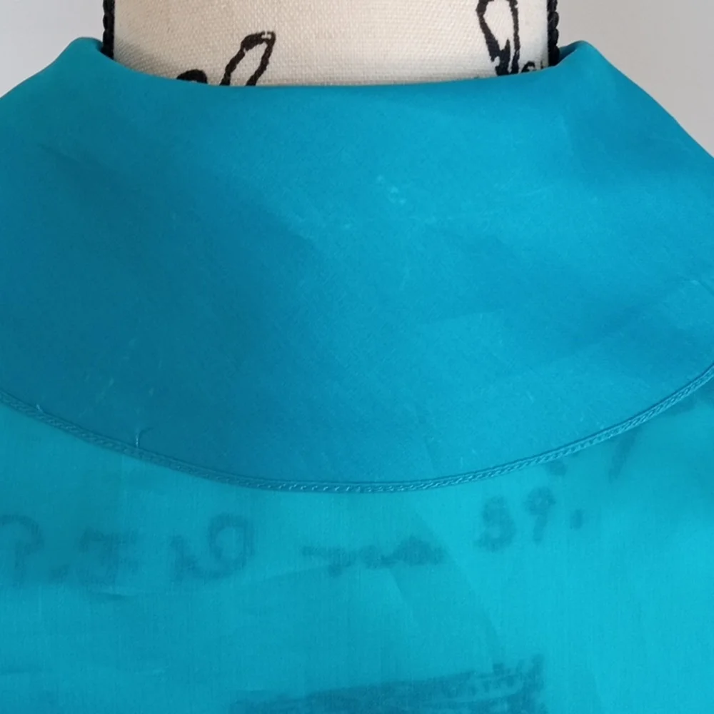 Ralph Lauren purple label women's blouse 100% silk size 6 turquoise color - Picture 9 of 17